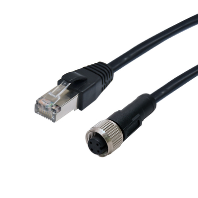 cable industrial del conector RJ45 de Ethernet 1.5A a la hembra del moldeado M12 un conector de codificación