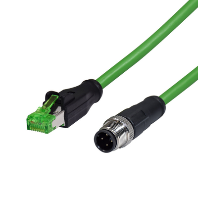 M12 4pin D que cifraba al varón a Ethernet RJ45 moldeó el cable impermeable protegido IP68 del conector