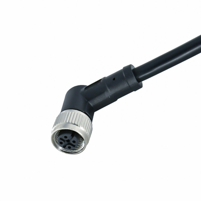 Pa66 conector impermeable del tornillo M12 cable M12 Cuzn de Overmolded de 90 grados